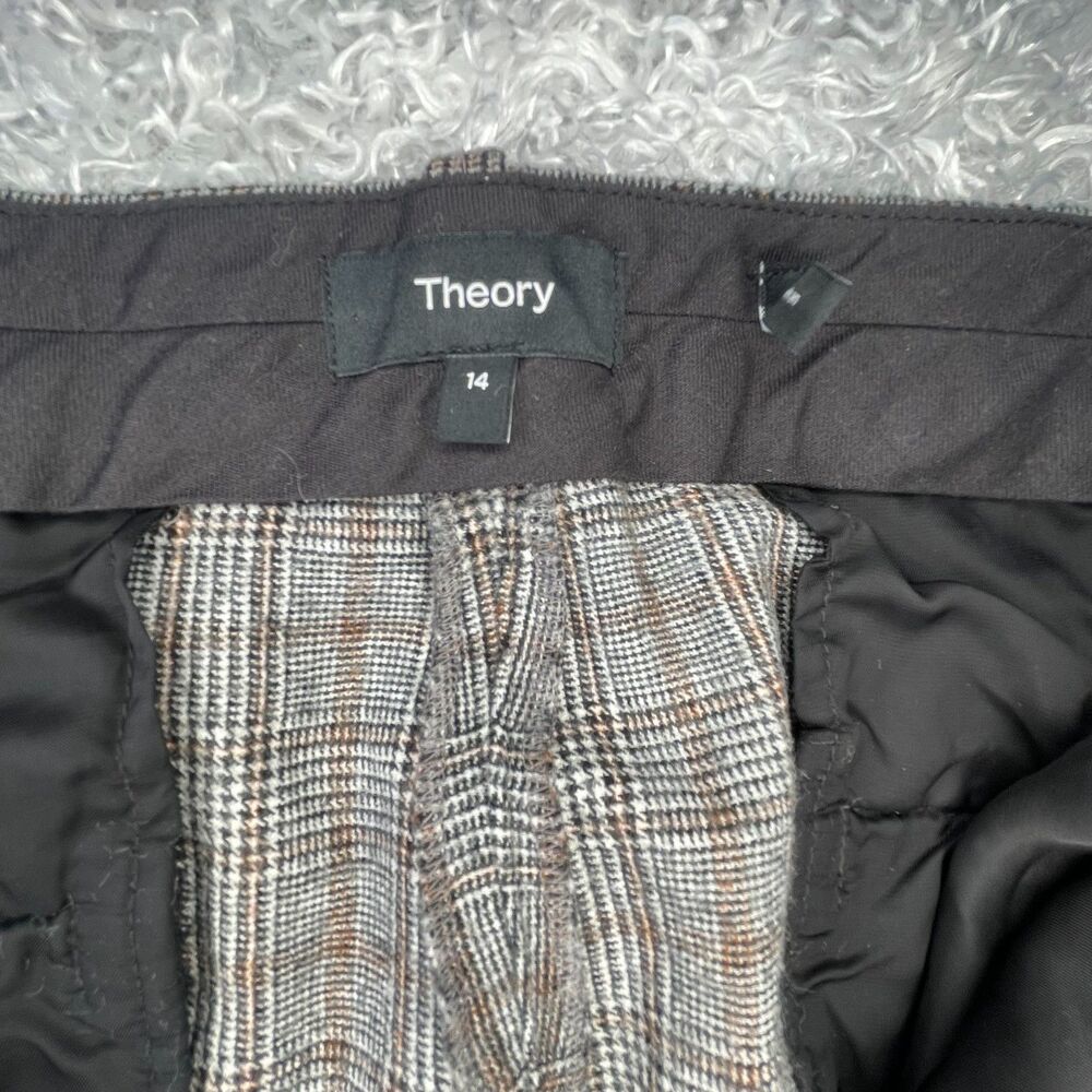 Theory Treeca 2 Maple Traceable Wool Pants 14 Gray Plaid Tapered Crop Trousers - Picture 7 of 14